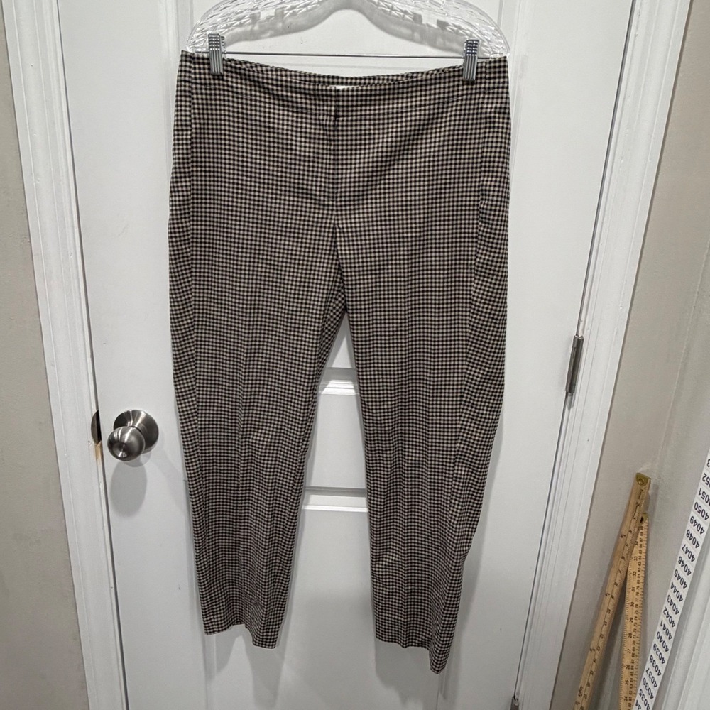 J. Jill Womens Tapered Ankle Pants Gingham Brown Black Size 10